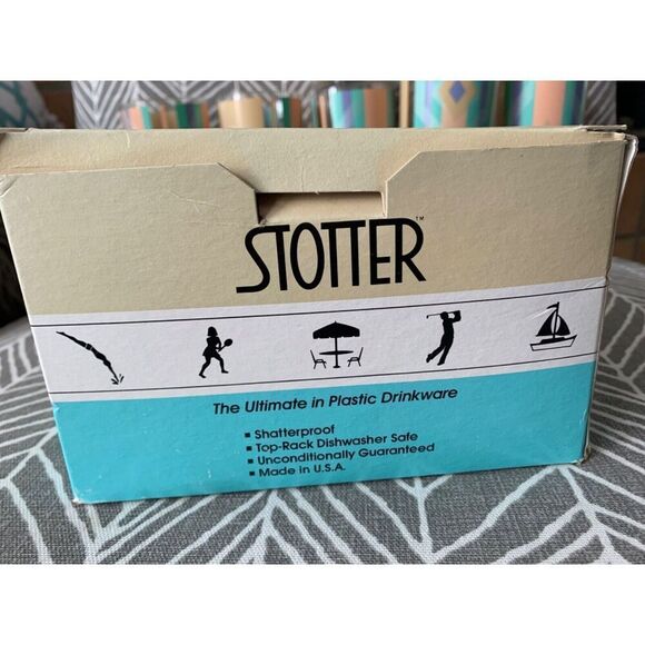 Stotter VINTAGE MCM 1970s plastic Pitcher Ice Bucket Glasses Cups LOT 14 pc. SET - Picture 7 of 8